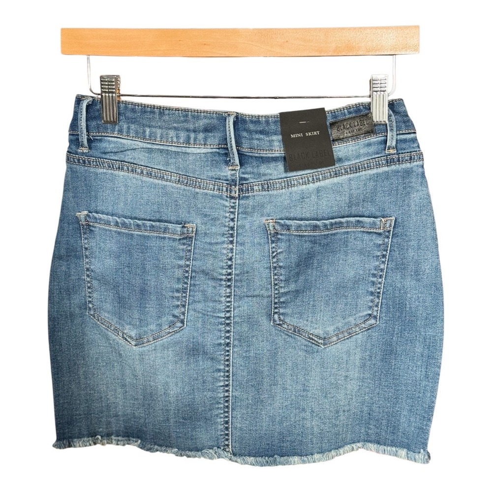 Black Label Cest Toi Distressed Denim Mini Skirt Two Tone Raw Hem Blue MS245 M - Picture 7 of 7